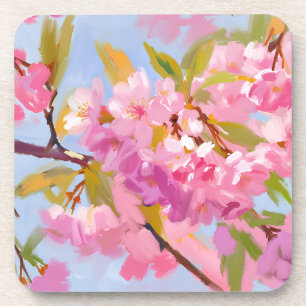 Roze Bloemen Bier Onderzetter