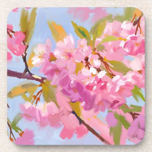 Roze Bloemen Bier Onderzetter (Voorkant)