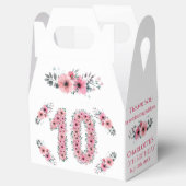 Roze bloemen Big 10th Birthday Girl Green Foliage Bedankdoosjes (Geopend)