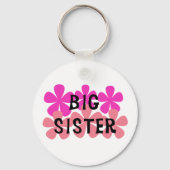 Roze bloemen Big Sister Sleutelhanger (Voorkant)