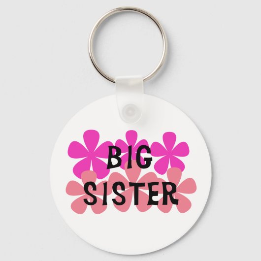 Roze bloemen Big Sister Sleutelhanger (Voorkant)