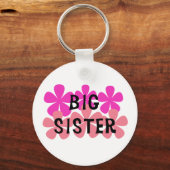 Roze bloemen Big Sister Sleutelhanger (Voorkant)