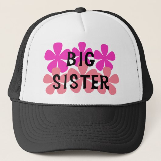 Roze bloemen Big Sister Trucker Pet (Voorkant)