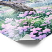 Roze Bloemen bij een Mountain River Foto Afdruk (Hoek)