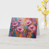 Roze bloemen bij het hek kaart (Gele Bloem)