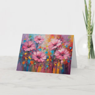Roze bloemen bij het hek kaart