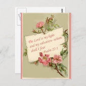 Roze  bloemen Bijbel Verse Briefkaart (Voorkant / Achterkant)