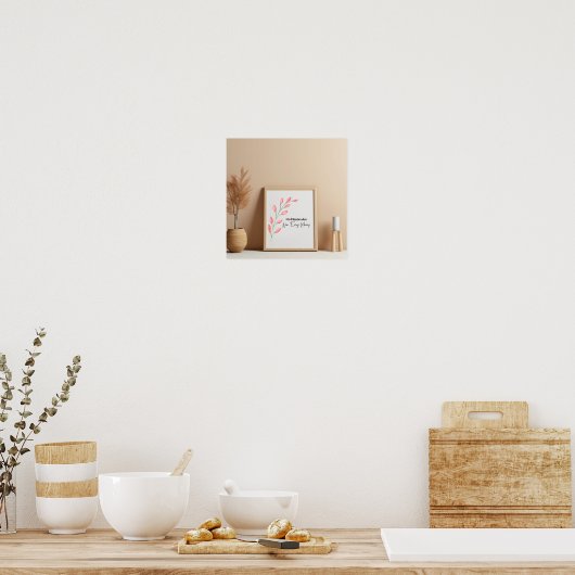 Roze Bloemen Bijbel Verse Gebaseerd op Lamentaties Poster (Keuken)