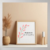 Roze Bloemen Bijbel Verse Gebaseerd op Lamentaties Poster (Voorkant)