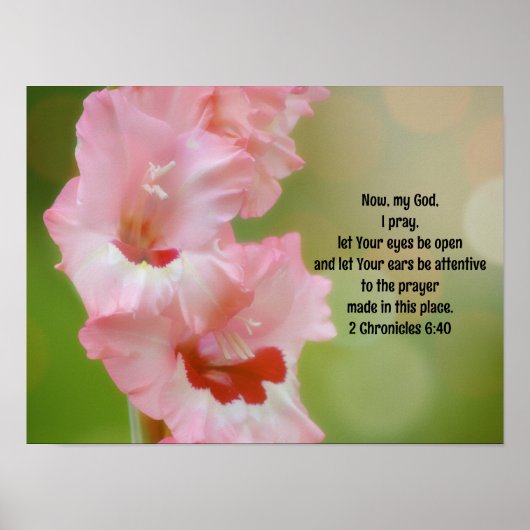  Roze Bloemen Bijbel Verse Gebed Art Poster (Voorkant)