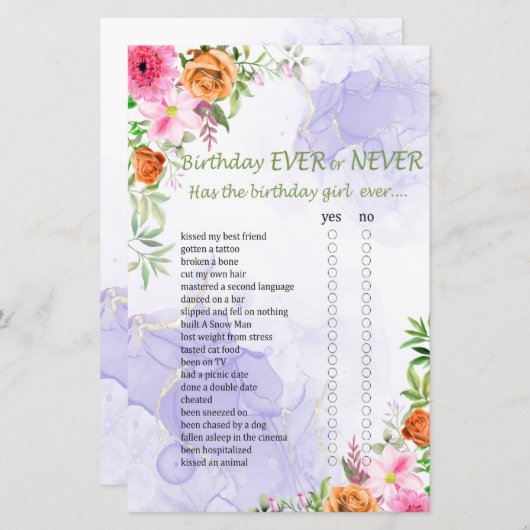 Roze bloemen, Birthday Ever of Nooit Game (Voorkant / Achterkant)
