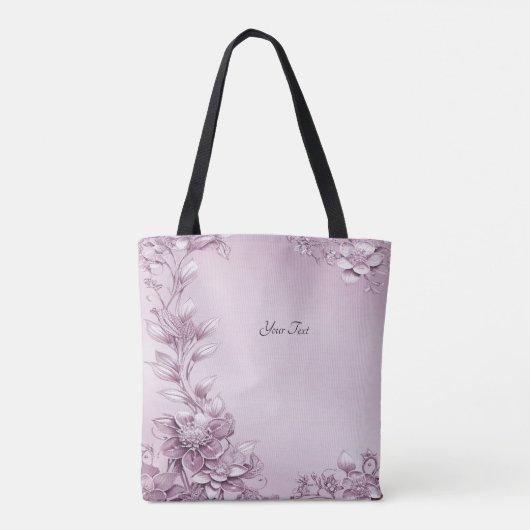 Roze Bloemen Blad Canvas tas (Achterkant)