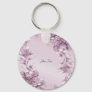 Roze Bloemen Blad Sleutelhanger