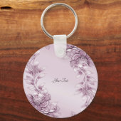 Roze Bloemen Blad Sleutelhanger (Voorkant)
