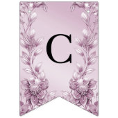 Roze Bloemen Bladeren Bunting Vlag Vlaggetjes (Eerste vlag)