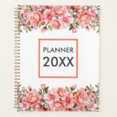 Roze Bloemen & Bladeren Maand en Week Planner (Voorkant)