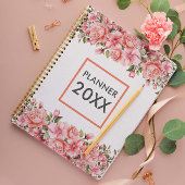 Roze Bloemen & Bladeren Maand en Week Planner