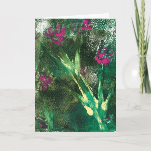 Roze bloemen blanco wenskaart kaart (Voorkant)