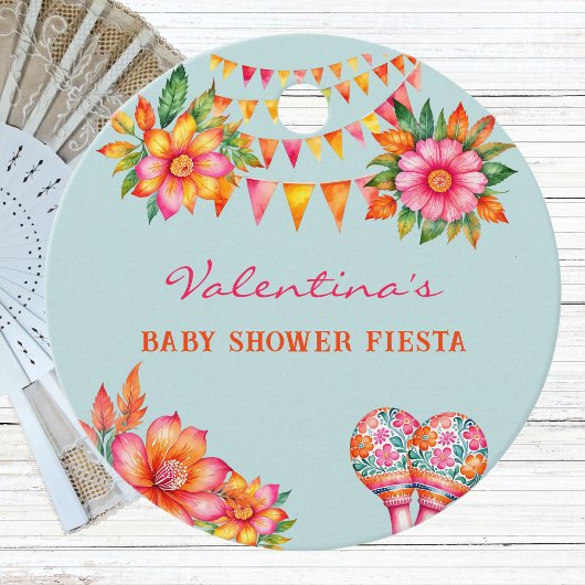 Roze Bloemen Blauw Fiesta Baby shower Dank u Bedankjes Labels