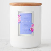 Roze bloemen Blauwe Etiket Kaarten Schoonheid & Ro (Voorkant)