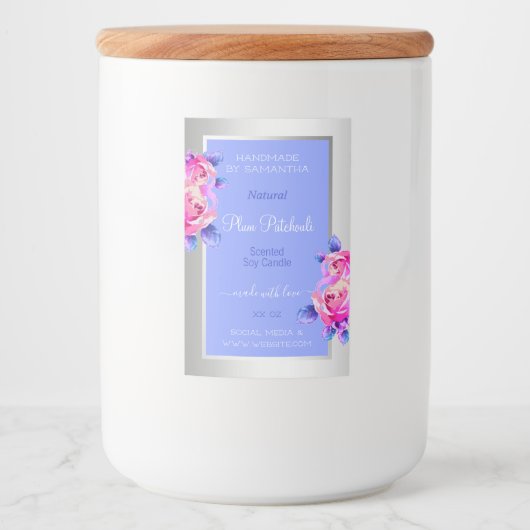 Roze bloemen Blauwe Etiket Kaarten Schoonheid & Ro (Voorkant)