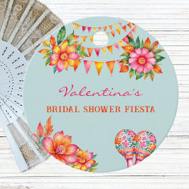 Roze Bloemen Blauwe Fiesta Bruidsmeisjes Uitnodigi Bedankjes Labels