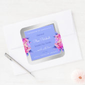 Roze bloemen Blauwe Zilververpakking Etiketten voo (Envelop)
