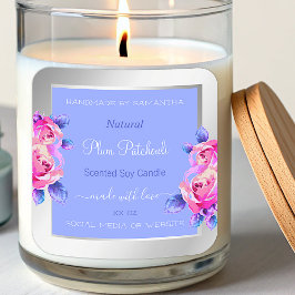 Roze bloemen Blauwe Zilververpakking Etiketten voo