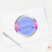 Roze bloemen Blauwe Zilververpakking Etiketten voo (Envelop)