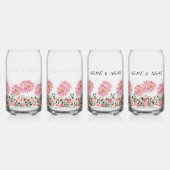 Roze bloemen blikvorm glas (Achterkant)