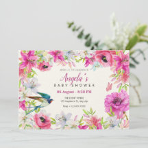 Roze bloemen bloei artistiek baby shower