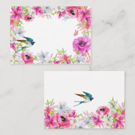 Roze bloemen bloei artistiek notitiekaartje