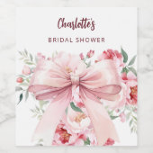 Roze bloemen bloeien Bruiloft Feest Wijn Etiket (Enkel label)