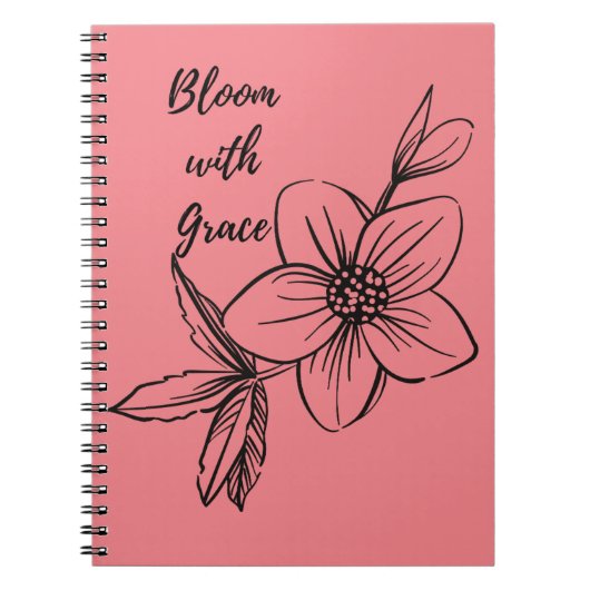 Roze Bloemen Bloeien met Grace Notitieboek (Voorkant)