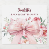 Roze bloemen bloeien vrijgezellenfeest sparkling wijnetiket (Enkel label)