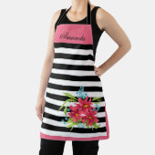 roze bloemen bloem zwart wit gestreept schort (Insitu)