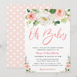 roze bloemen bloemen Baby shower Kaart