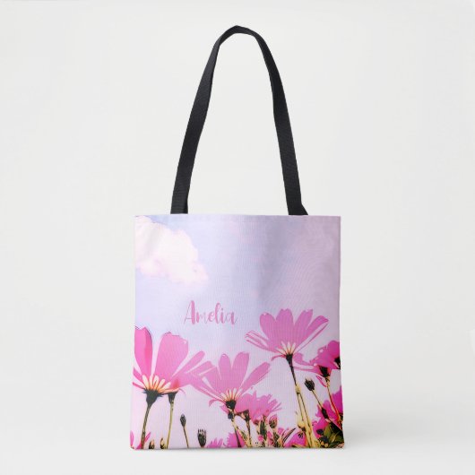 Roze Bloemen Bloemen Bloemen Moeder Naam Moederdag Tote Bag (Voorkant)