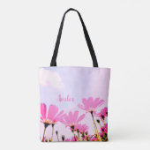 Roze Bloemen Bloemen Bloemen Moeder Naam Moederdag Tote Bag (Achterkant)