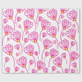 Roze bloemen bloemen cadeaupapier (Vlak)