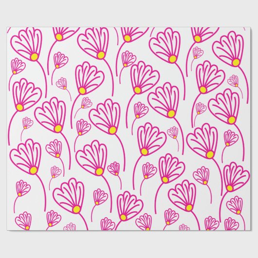 Roze bloemen bloemen cadeaupapier (Vlak)