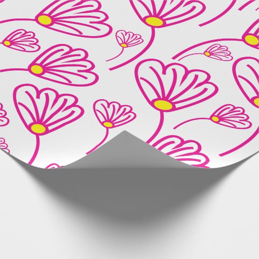 Roze bloemen bloemen cadeaupapier (Hoek)