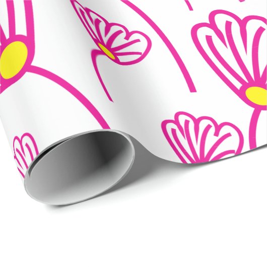 Roze bloemen bloemen cadeaupapier (Rol Hoek)