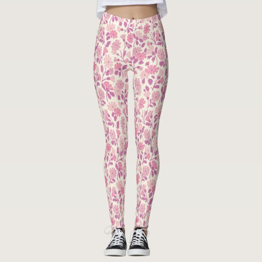  Roze Bloemen Bloemen Floral Art Leggings (Voorkant)