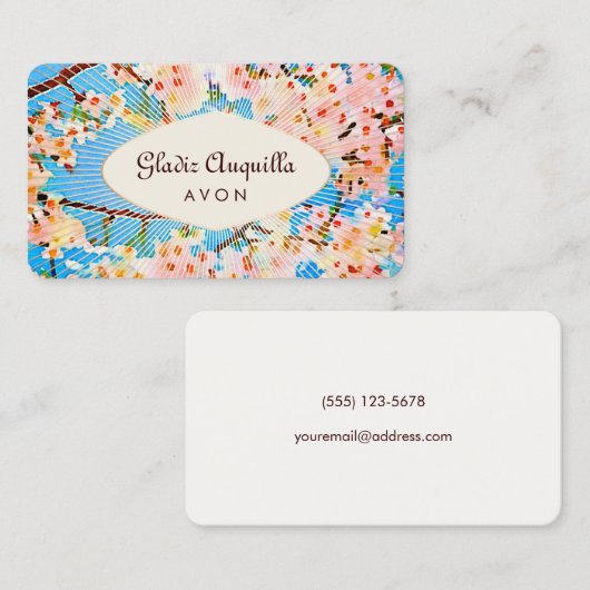 Roze Bloemen Bloemen Floral Cherry Blossoms Retro  Visitekaartje (Voorkant / Achterkant)