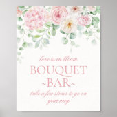 Roze Bloemen Bloemen Hortensia Bruids Boeket Bar Poster (Voorkant)