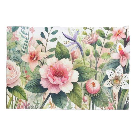 Roze Bloemen Bloemen Kussensloop (Achterkant)