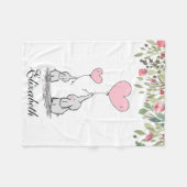 Roze Bloemen Bloemen Olifant Moeder Baby Fleece Deken (Voorkant (Horizontaal))