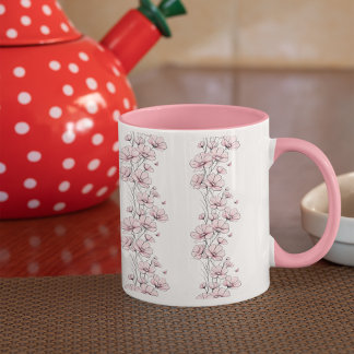Roze Bloemen Bloemen Patroon Koffie mok