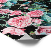 Roze bloemen bloemen Shabby Chic Poster (Hoek)